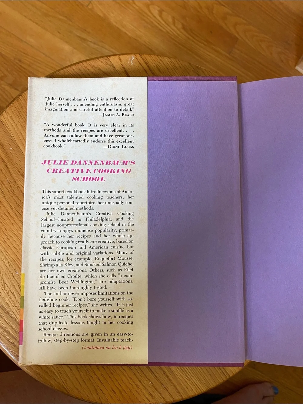 Vtg 1971 First Ed Julie Dannenbaum’s Creative Cooking School Retro 266 pages